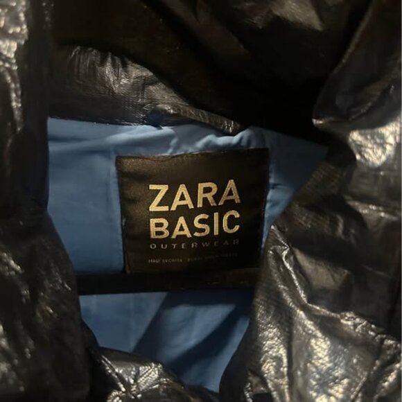 Zara metallic blue shiny puffer size M - Picture 2 of 4